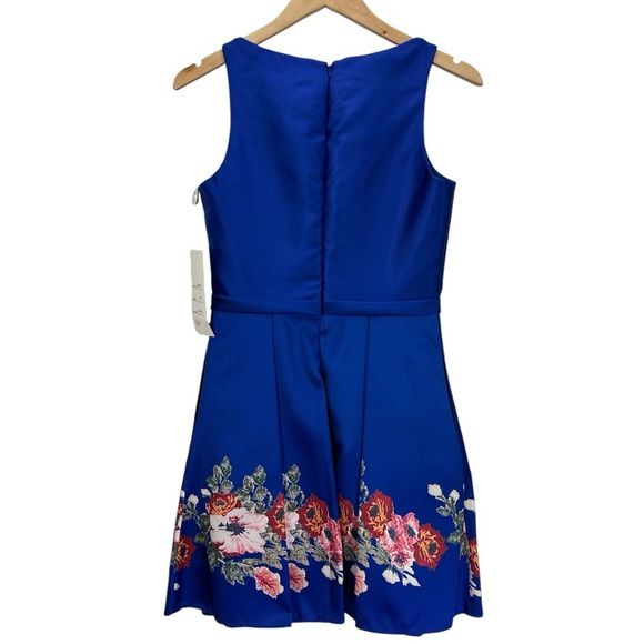 Fiesta Fashion Royal Blue Fit‑Flare Prom Homecoming Dress Floral Sweet 16 Small - Picture 2 of 16